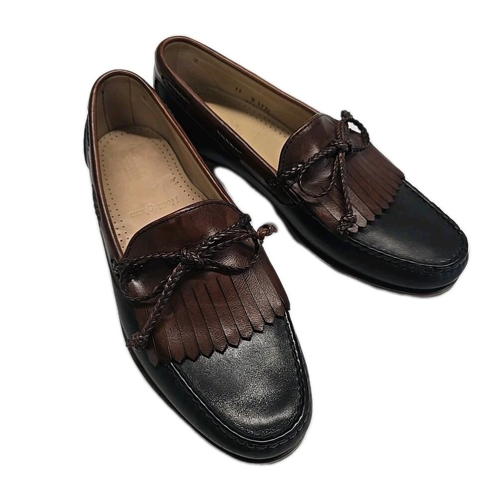 Allen Edmonds Nottingham Loafers 11 D Two Tone Brown Black Kiltie Tassel USA
